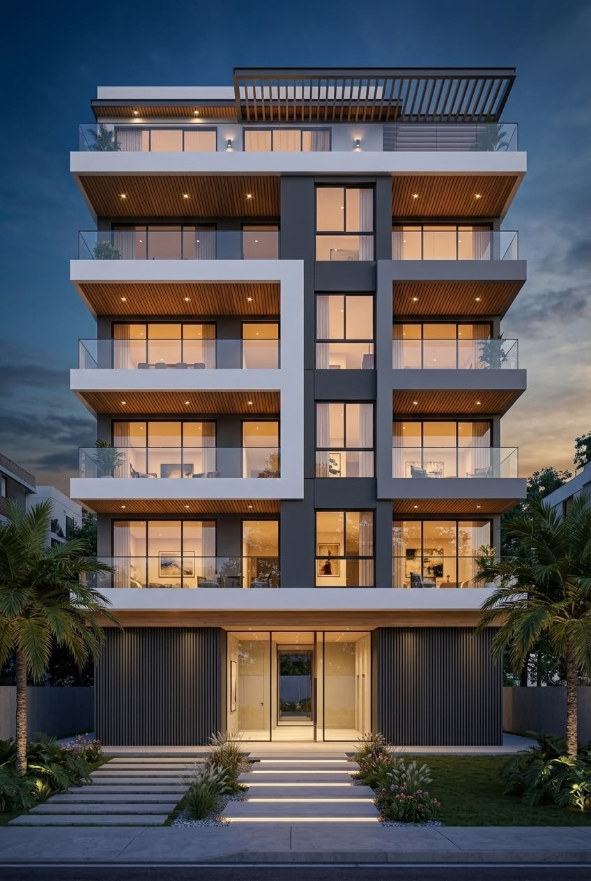 Edifício residencial moderno representando um imóvel usado como garantia de crédito